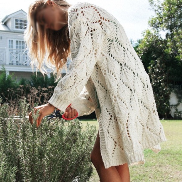 Off White Knit White Textured Cardigan - Picture 2 of 15